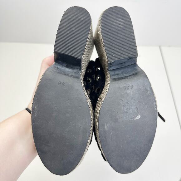 Jeffrey Campbell Suede Lace Up Platform Heel Peep Toe Sandal Black Women 8.5 - Picture 6 of 11